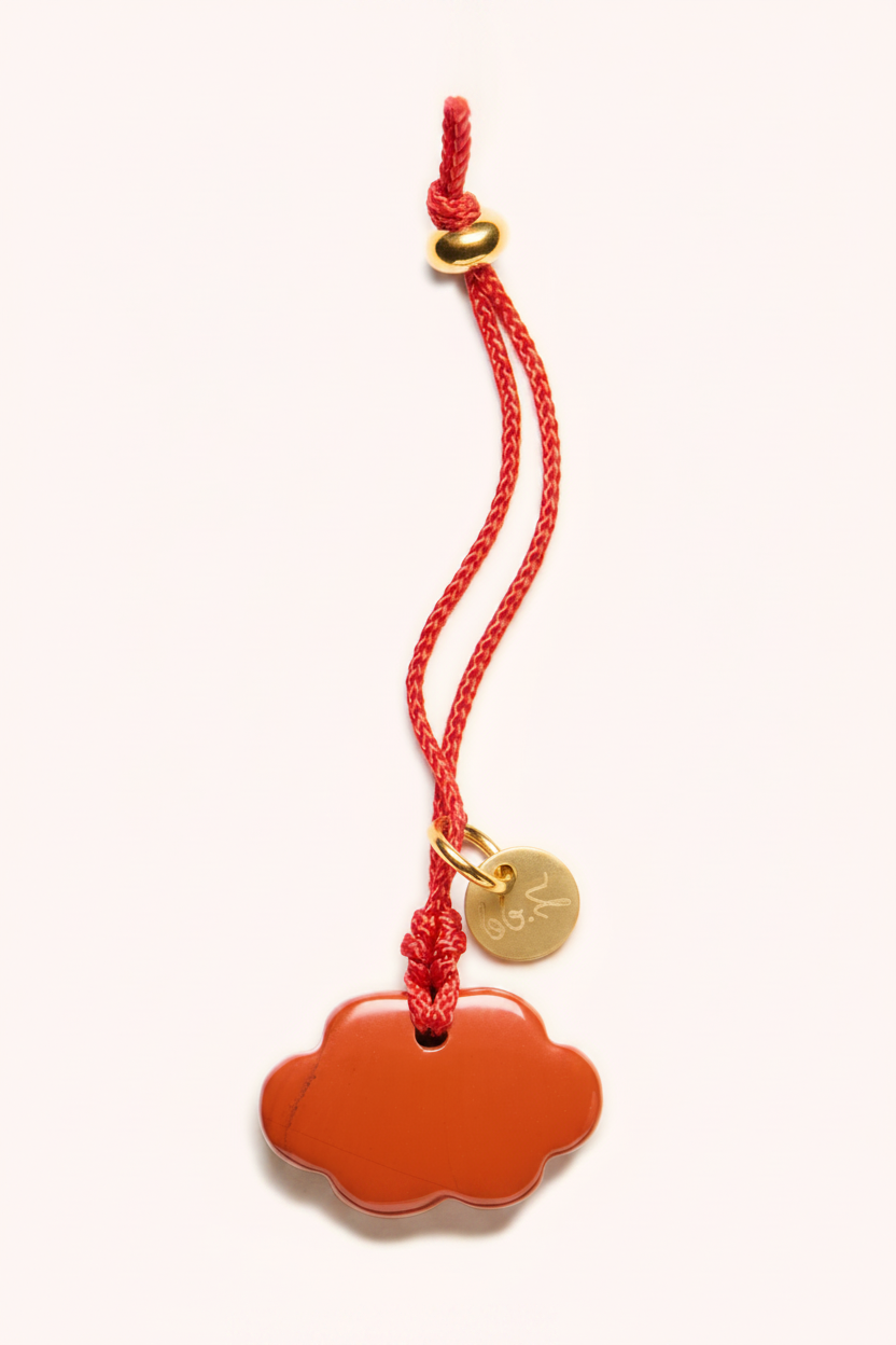 Orange-red cloud red cord - gold hardware