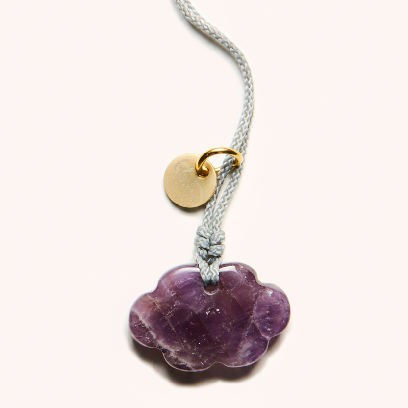 Teal cloud pink cord - gold hardware